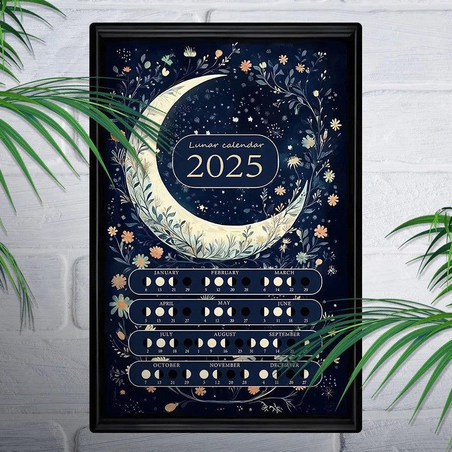 Witchy Metal Wall Art 2025 Wicca Moon Phases Calendar 2025 Lunar Moon Calendar-MoonChildWorld