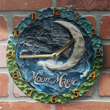 Mystic moon goddess wall clock for wicca home decor