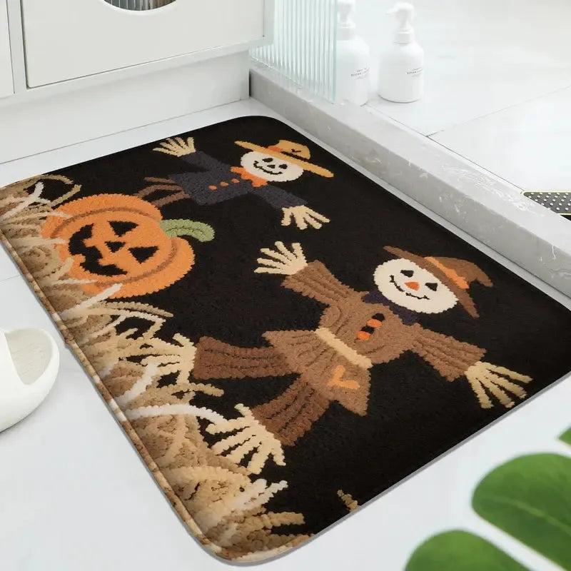 Gothic Doormat Witch Welcome Mat - Spooky Halloween Decor with Cute Scarecrow and Bat-MoonChildWorld