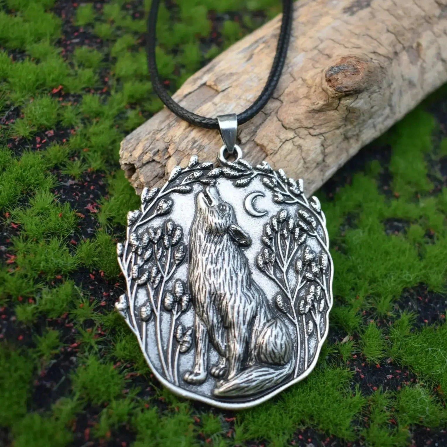 Moon Wolf Necklace Spirit Wolf Jewelry-MoonChildWorld