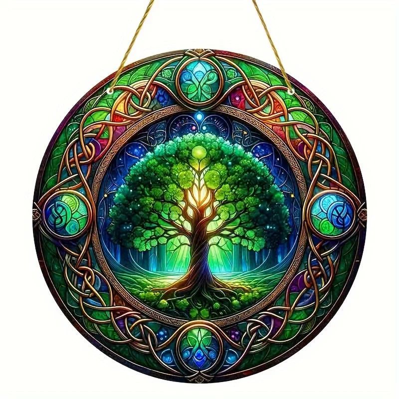 Celtic Knot Tree of Life Suncatcher Wicca Pagan Acrylic Round Sign-MoonChildWorld