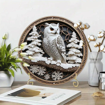 Snowy Owl Metal Sign Mystical Home Decor