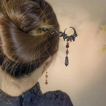 Crystal Crescent Moon Hairpin Witch Gothic Hairpin