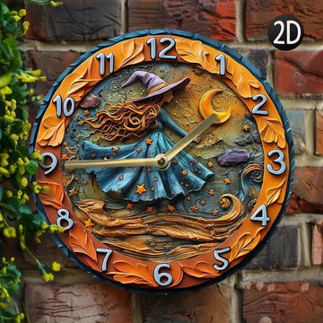 Moon Witch Wall Clock for Halloween Home Decor-MoonChildWorld