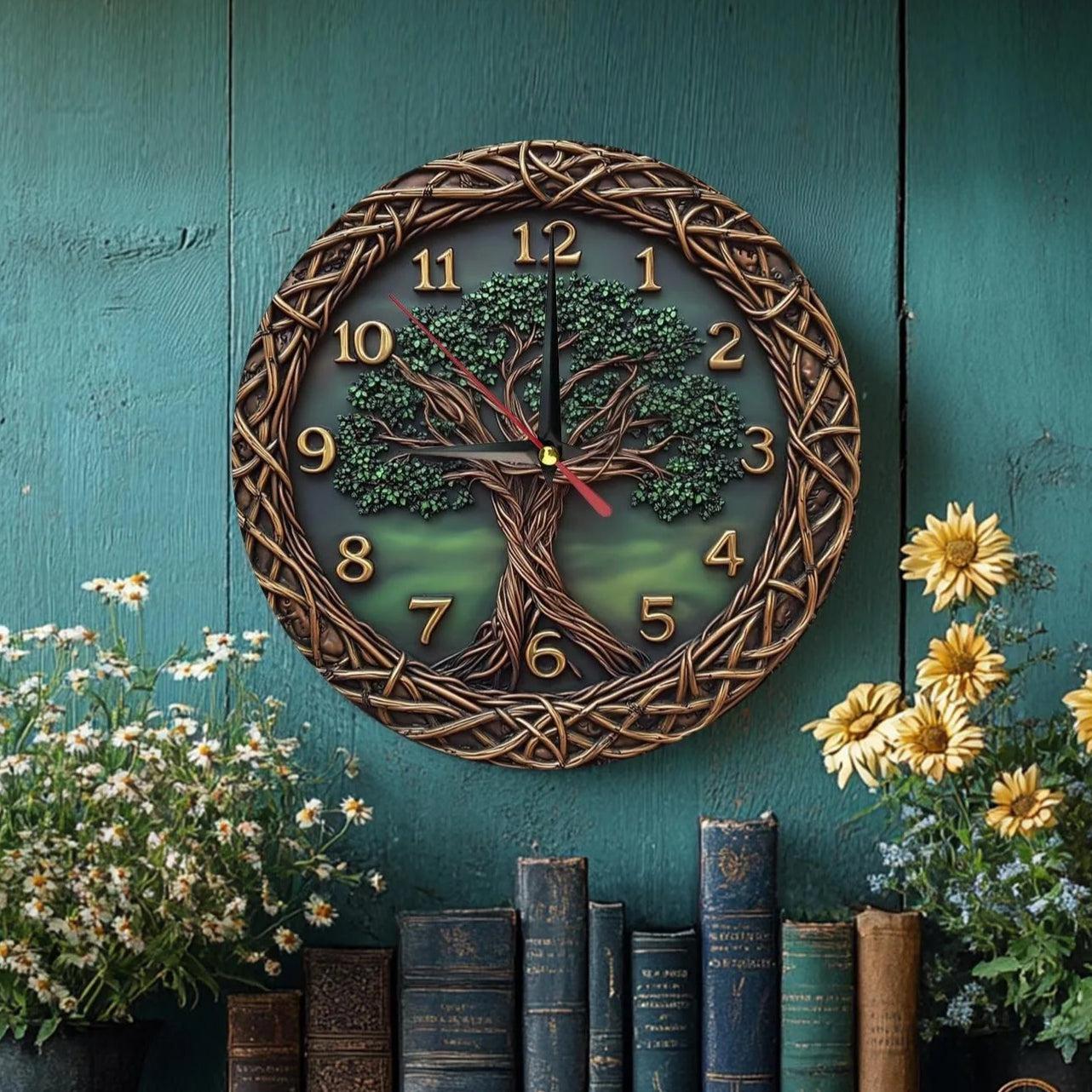 Celtic Tree of life Wooden Wall Clock for Pagan Home Decor-MoonChildWorld