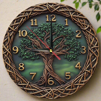 Celtic Tree of life Wooden Wall Clock for Pagan Home Decor