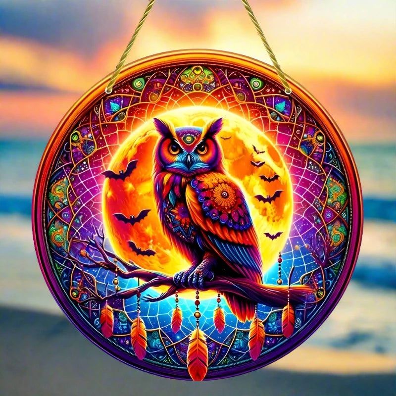 Spirit Owl Suncatcher Witchy Acrylic Sign-MoonChildWorld