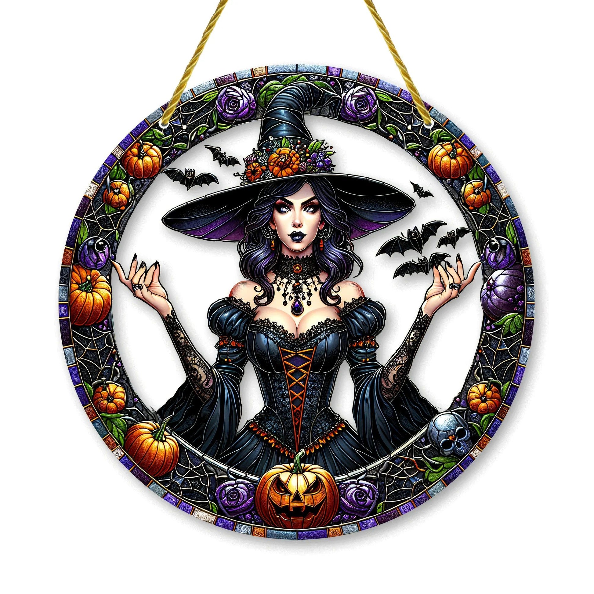 Gothic Witch Suncatcher Halloween Acrylic Sign-MoonChildWorld