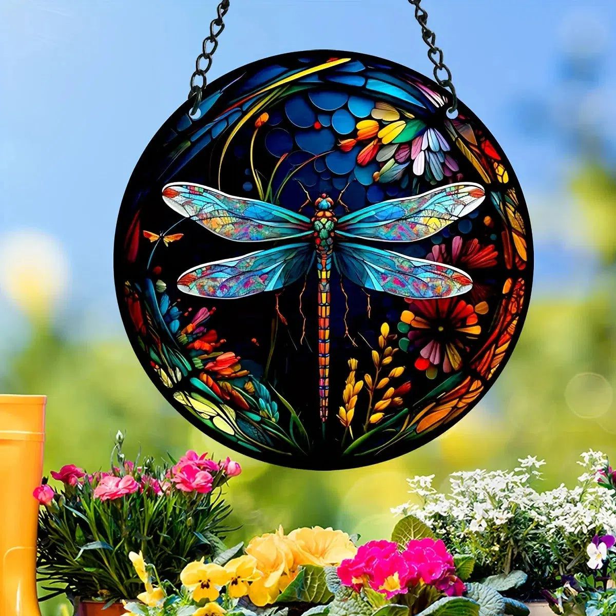 Beautiful Dragonfly Suncatcher Aesthetic Acrylic Round Sign-MoonChildWorld