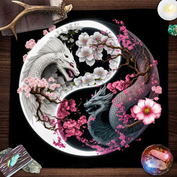 Yin Yang Dragon Tarot Tablecloth Wicca Altar Cloth-MoonChildWorld