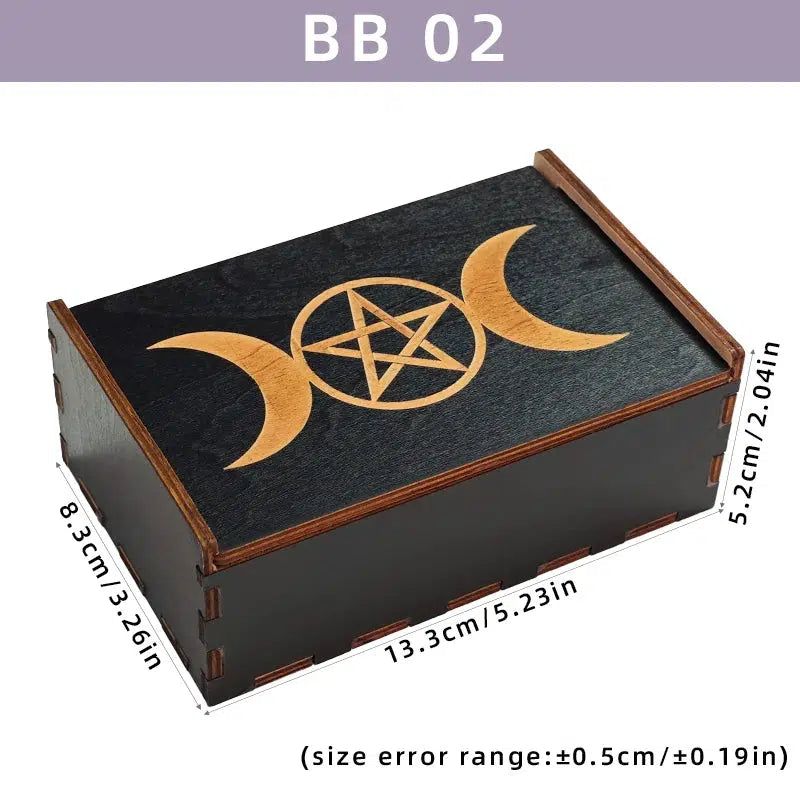 Tarot Cards Storage Box Crystals Jewelry Astrology Wooden Storage Box-MoonChildWorld