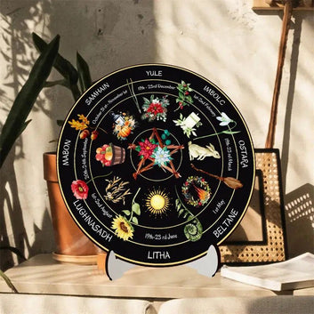 Wooden Pagan Wheel of The Year Calendar Witch Calendar