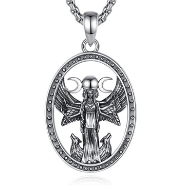 925 Sterling Silver Hecate Triple Moon Goddess Necklace Witch Protection Amulet Wiccan Pagan Jewelry-MoonChildWorld