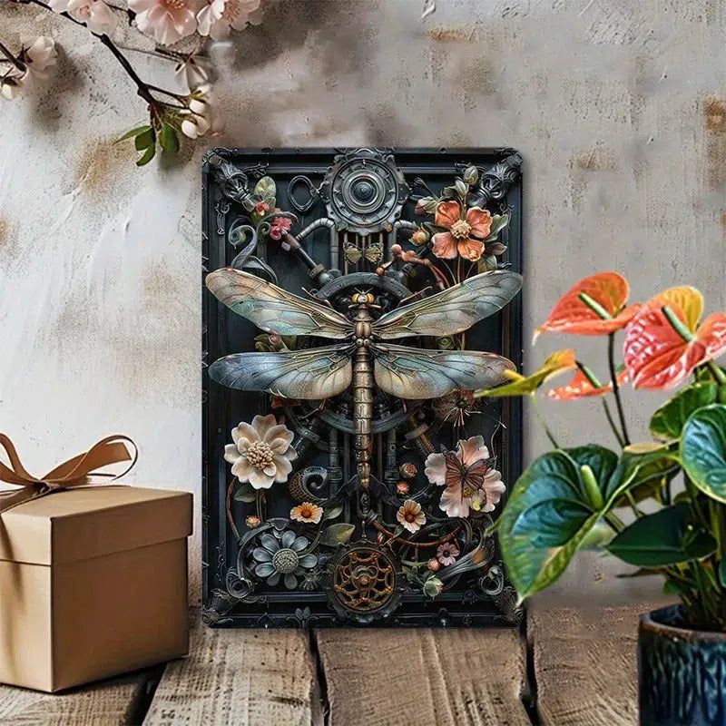 Steampunk Dragonfly Wall Decor Dragonfly Metal Sign Insect Home Decor-MoonChildWorld