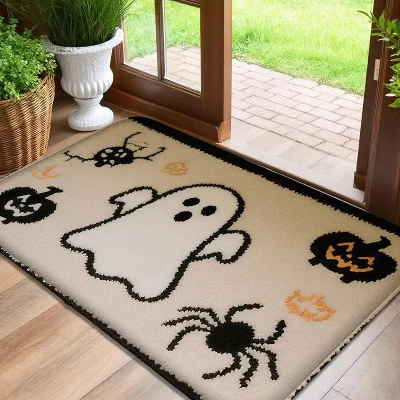 Spooky Halloween Doormat - Cute Ghost, Pumpkin and Black Cat Design Witchy Home Decor-MoonChildWorld