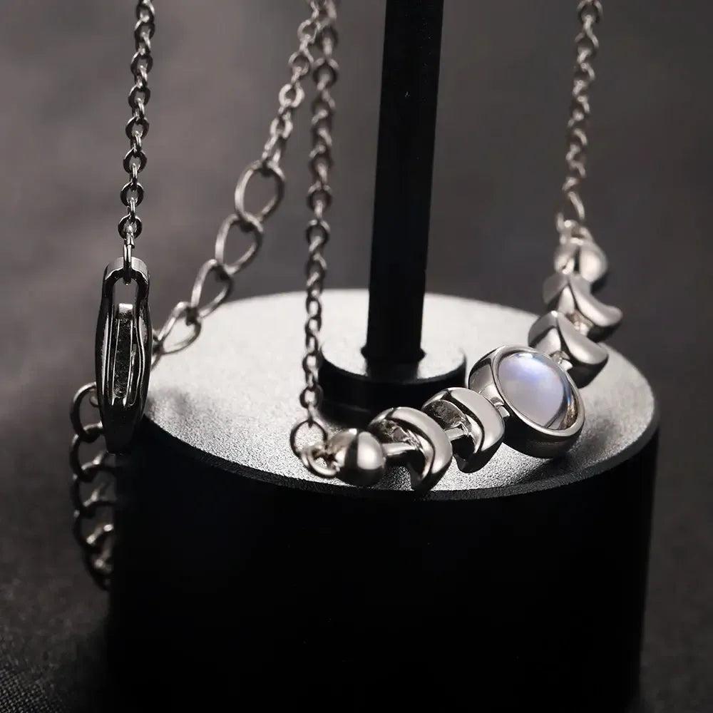 Moonstone Sterling Silver Moon Phase Necklace-MoonChildWorld