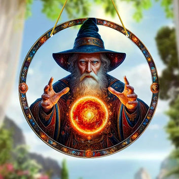 Wizard Magic Suncatcher Witchcraft Acrylic Round Sign