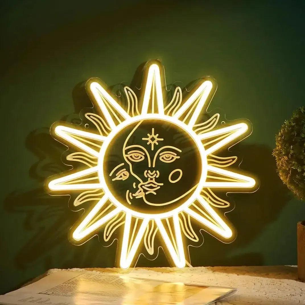 Sun and Moon Neon LED Light Sun Moon Neon Sign Wall Decor Pagan Home Decor-MoonChildWorld