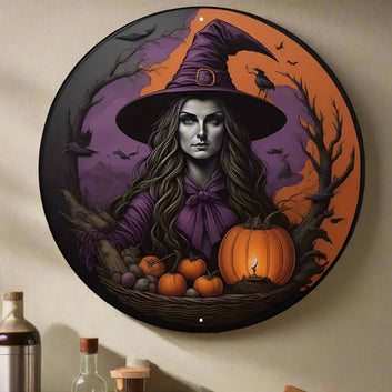 Gothic Witch Metal Sign Halloween Decor