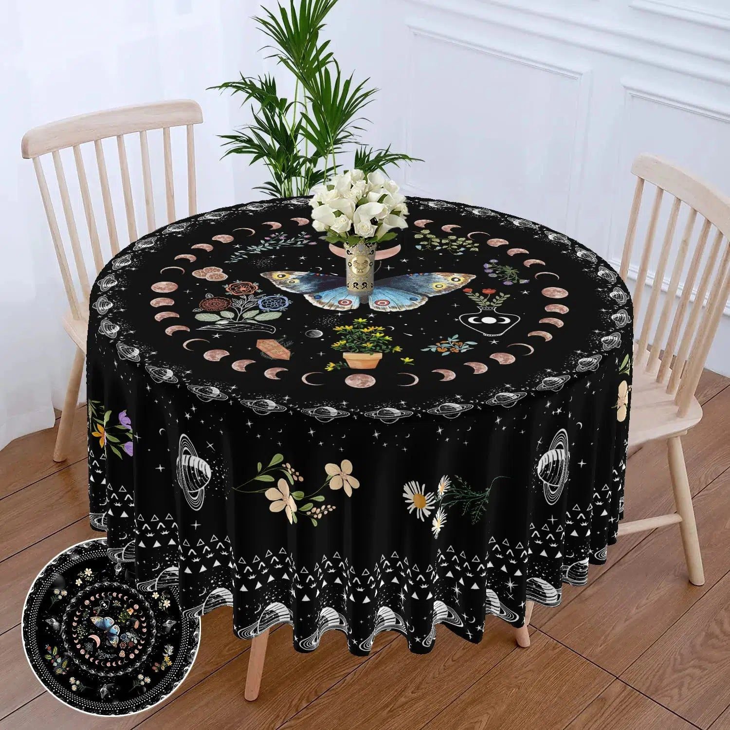 Moon phases Butterfly Witchy Table Cloth-MoonChildWorld