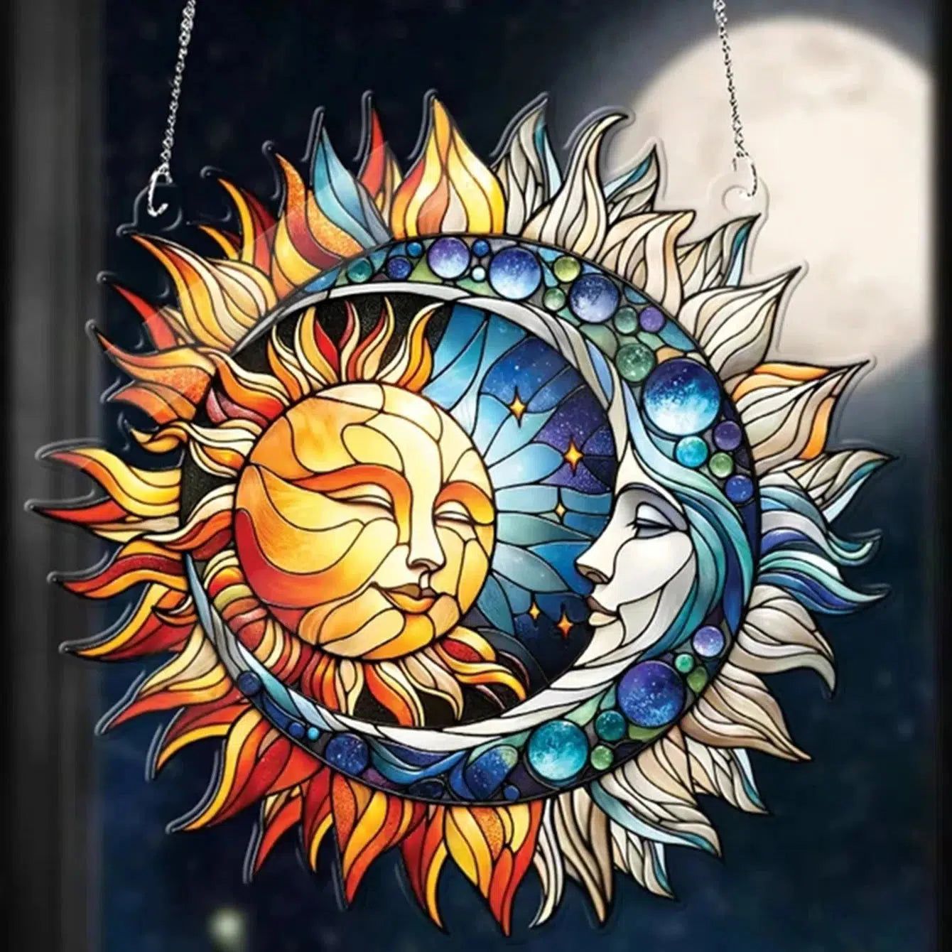 Sun and Moon Acrylic Suncatcher Bohemian Home Decor Wicca Window Ornaments-MoonChildWorld