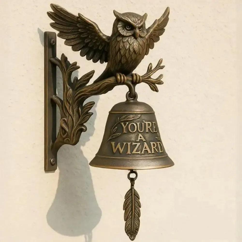 Owl Door Bell Vintage Style Shopkeepers Bell Metal Door Chime - Wizard Owl Bell for Witchy Home Front Door-MoonChildWorld