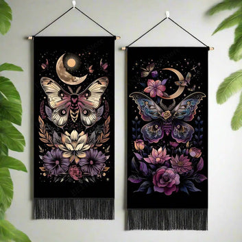 Moon Butterfly Witchy Tapestry Wall Hanging Luna Moth Tapestry