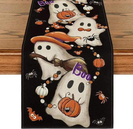 Halloween Table Runner - Spooky Ghost Witchy Table Runner for Witch Home Decor