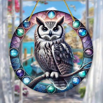 Mystic Owl Suncatcher Spirit Animal Window Hanging