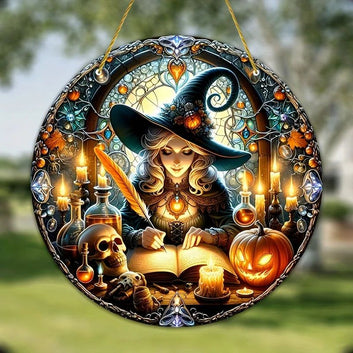 Magic Witch Suncatcher Halloween Acrylic Round Sign