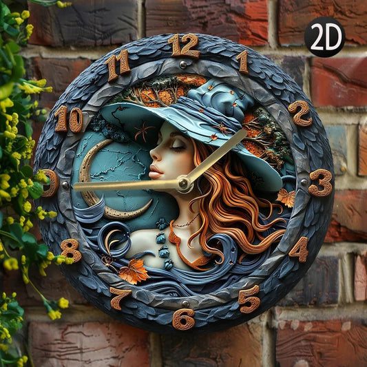 Moon Witch Wall Clock Halloween Wall Decor