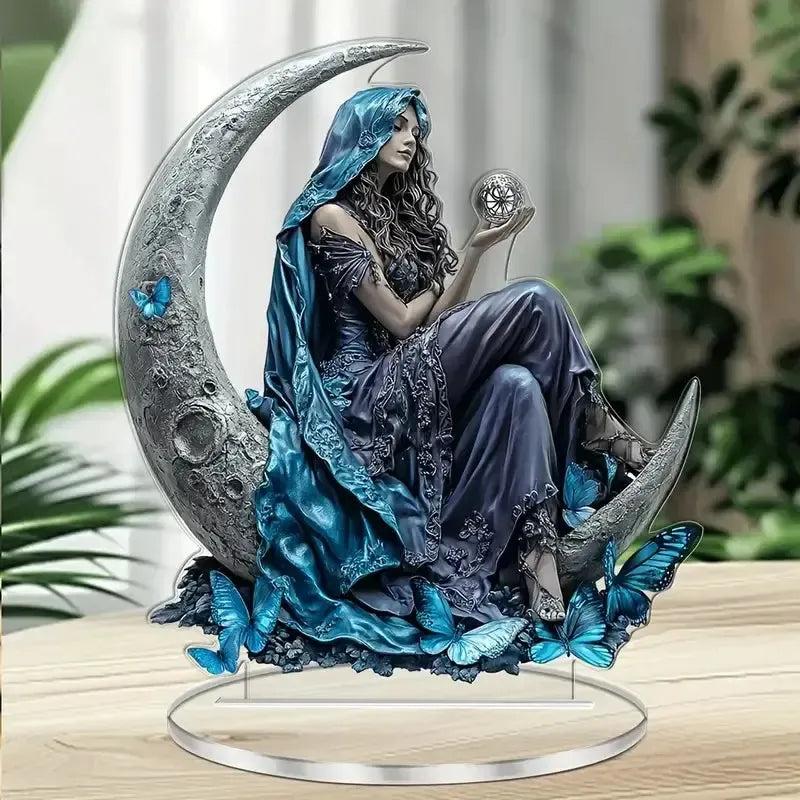 Moon Goddess Acrylic Decorative Plaque Desktop Decor Celestial Goddess Table Ornament-MoonChildWorld