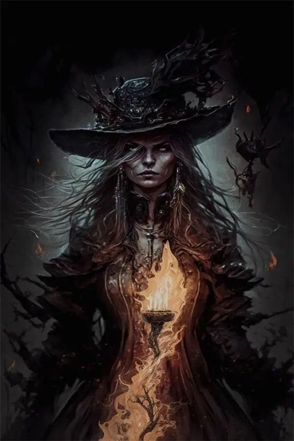 Dark Art Horror Witch Poster Gothic Canvas Halloween Wall Art-MoonChildWorld