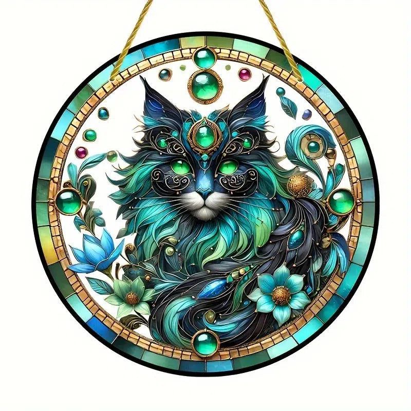 Mystical Cat Suncatcher Occult Cat Acrylic Window Hanging Ornament-MoonChildWorld