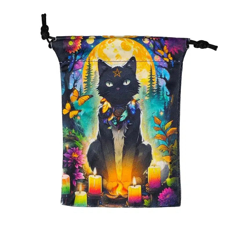 Tarot Card Storage Bag Black Cat Wicca Tarot Pouch-MoonChildWorld