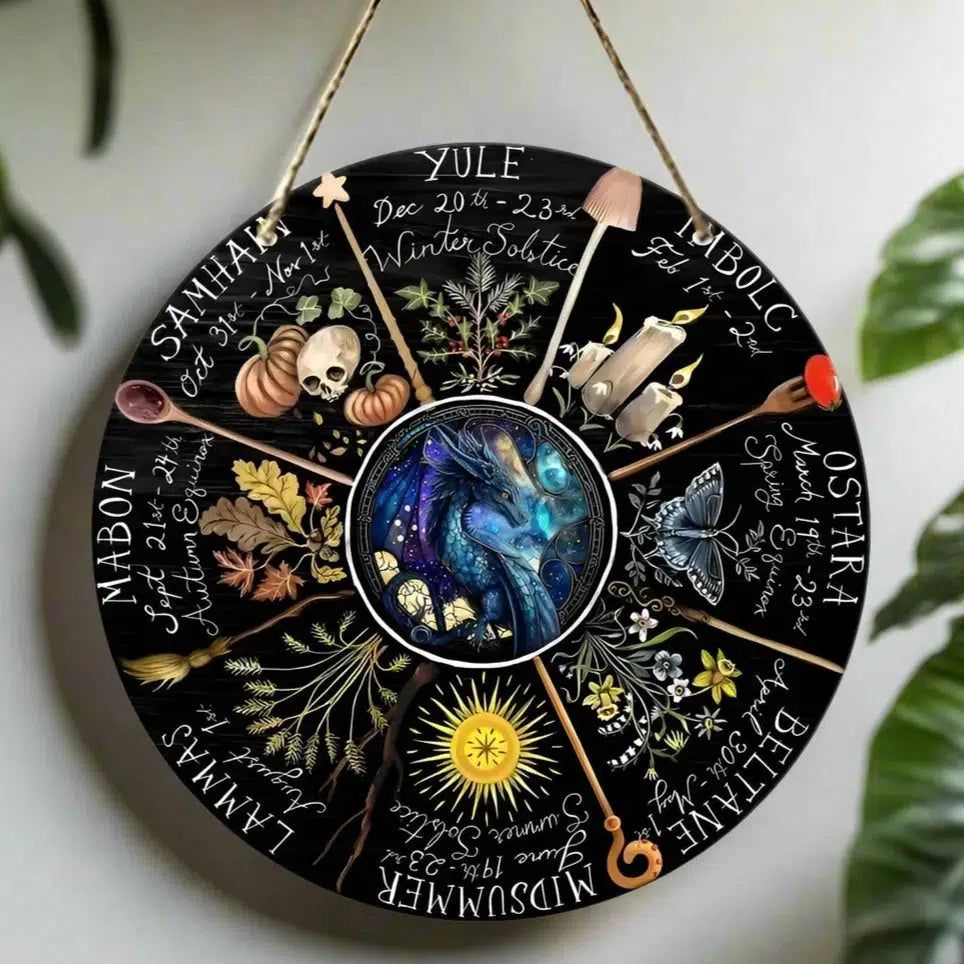 Magical Wheel of Year Pagan Festival Sign Pagan Calendar Wooden Sign-MoonChildWorld