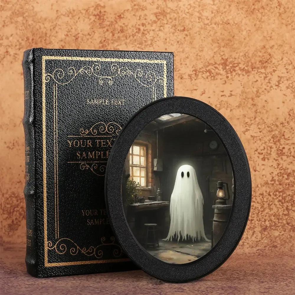 Cute Ghost Spooky Wooden Oval Frame - Gothic Oval Wall Art - Halloween Wall Decoration-MoonChildWorld