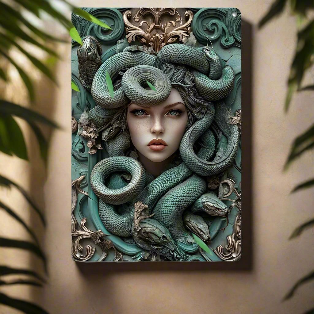 Mysterious Medusa Aluminum Wall Sign Medusa Metal Sign Greek Mythology Decor-MoonChildWorld