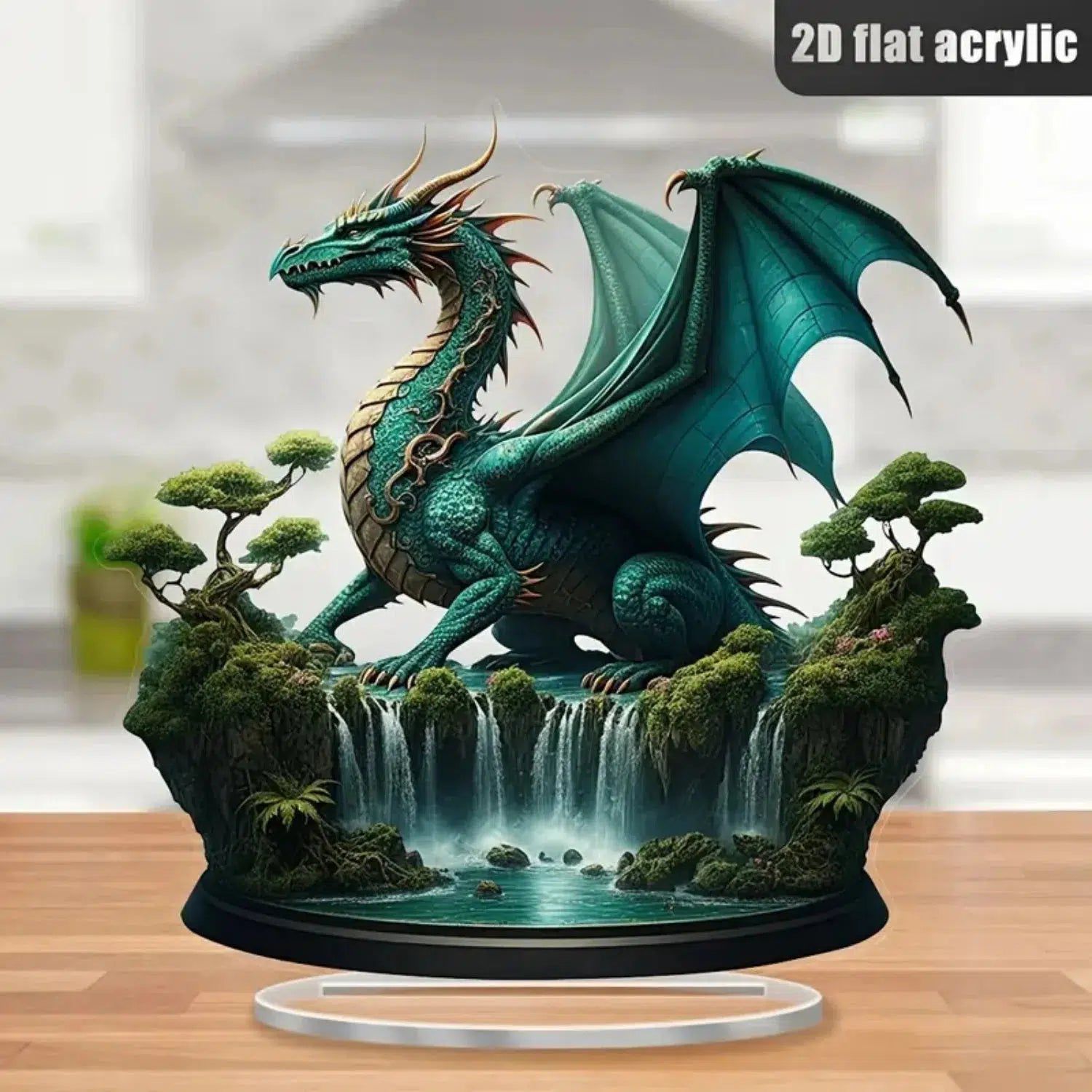 Giant Dragon 2D Flat Acrylic Figurine Dragon Table Ornament Dragon Desk Decor-MoonChildWorld