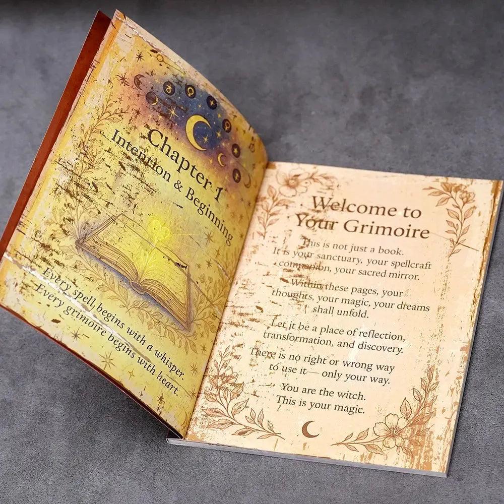 77 Pages Witchcraft Grimoire Pages Book of Shadows with Moon Phases Herbal Lore Spells Gothic Dark Academia Witch Journal-MoonChildWorld