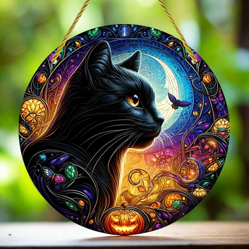 Halloween Black Cat Suncatcher Charming Black Cat Acrylic Window Decor