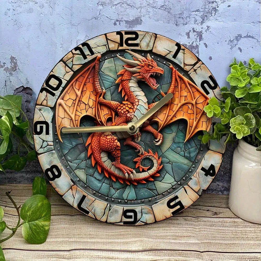 Vintage Dragon Wall Clock Mythical Decor-MoonChildWorld