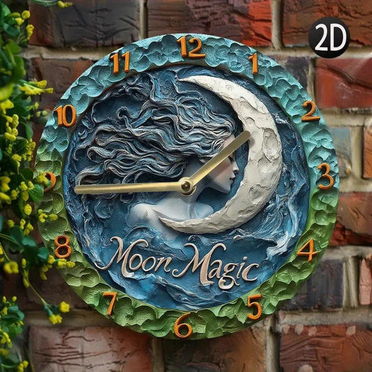 Mystic moon goddess wall clock for wicca home decor