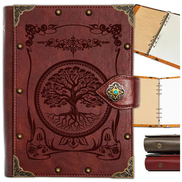 Pagan Tree of Life Notebook Vintage Leather Journal A5-MoonChildWorld