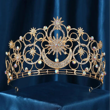 Star Moon Crowns Celestial Goddess Tiaras Wiccan Pagan Hair Accessories