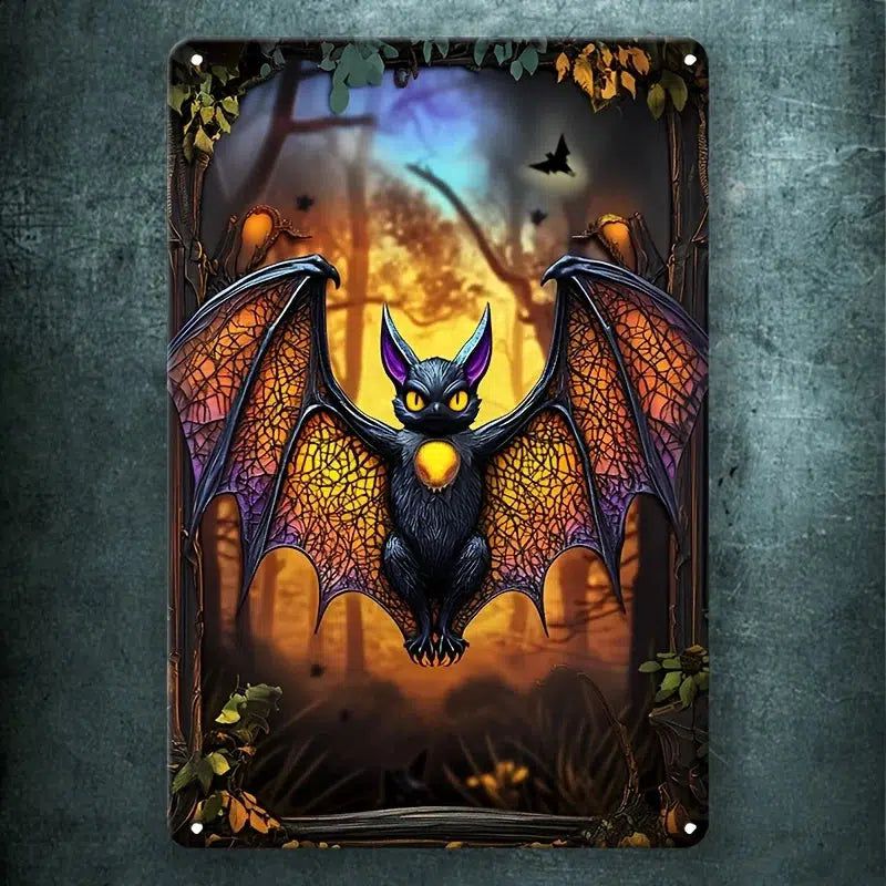 Gothic Bat Decorative Sign & Plaque Halloween Bat Metal Tin Sign-MoonChildWorld