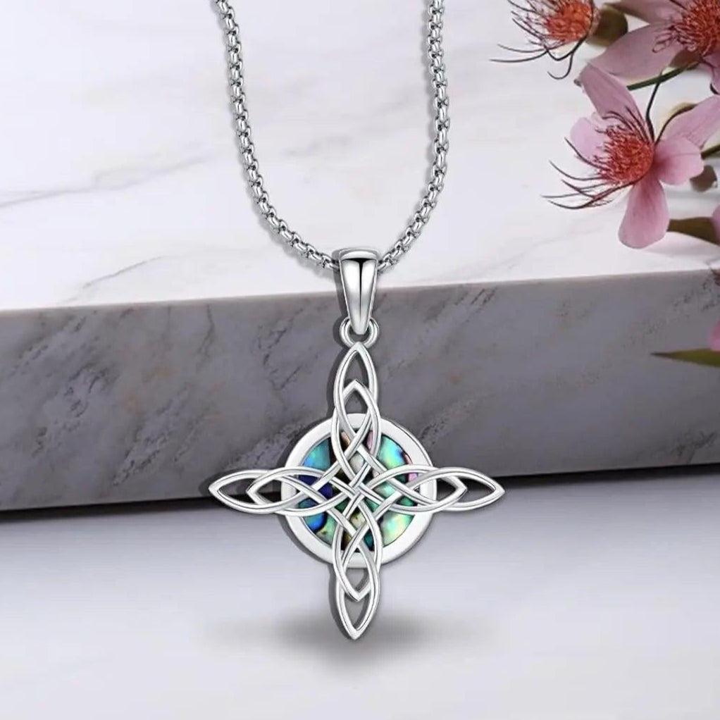 Celtic Knot Cross Necklace 925 Sterling Silver Witches Trinity Knot Pendant Protection Amulet Necklace Wiccan Gift for Women Men-MoonChildWorld