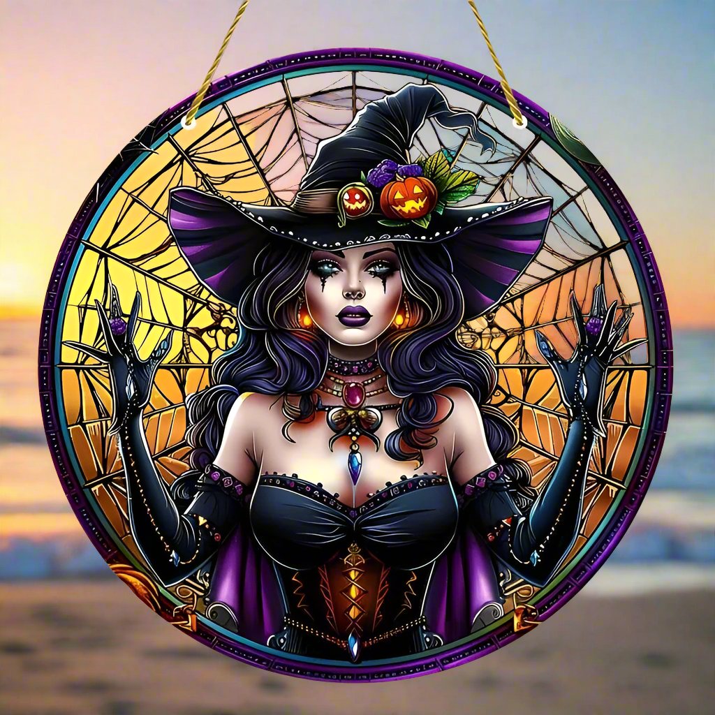 Halloween Witch Suncatcher Gothic Window Hanging-MoonChildWorld