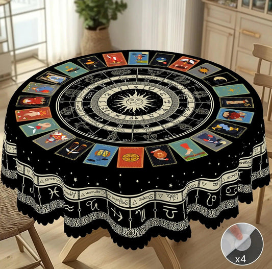 Astrogy 12 Constellations Tarot Card Witch Tablecloth Witchy Home Decor