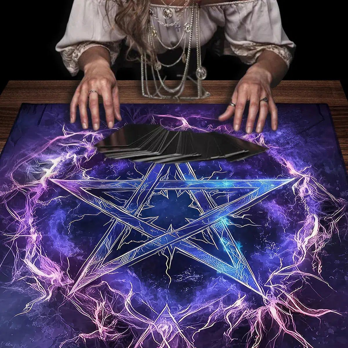 Wicca Pentacle Tarot Card Tablecloth Pagan Altar Cloths Witchcraft Divination Tarot Table Cloth-MoonChildWorld